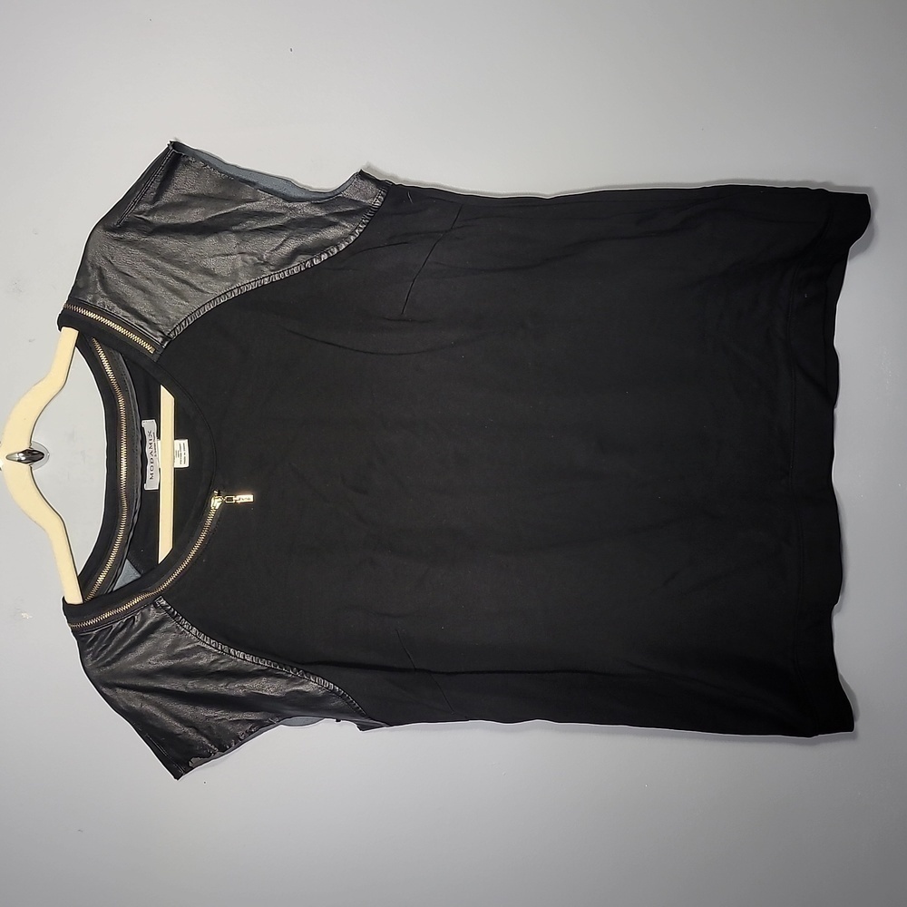 Moda Mix By Brandon Thomas Faux Vegan Leather Shirt